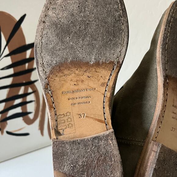 Isabel Marant Crisi Olive Green Suede Leather Ankle Boots‎ Women’s Size 37 - Picture 7 of 7